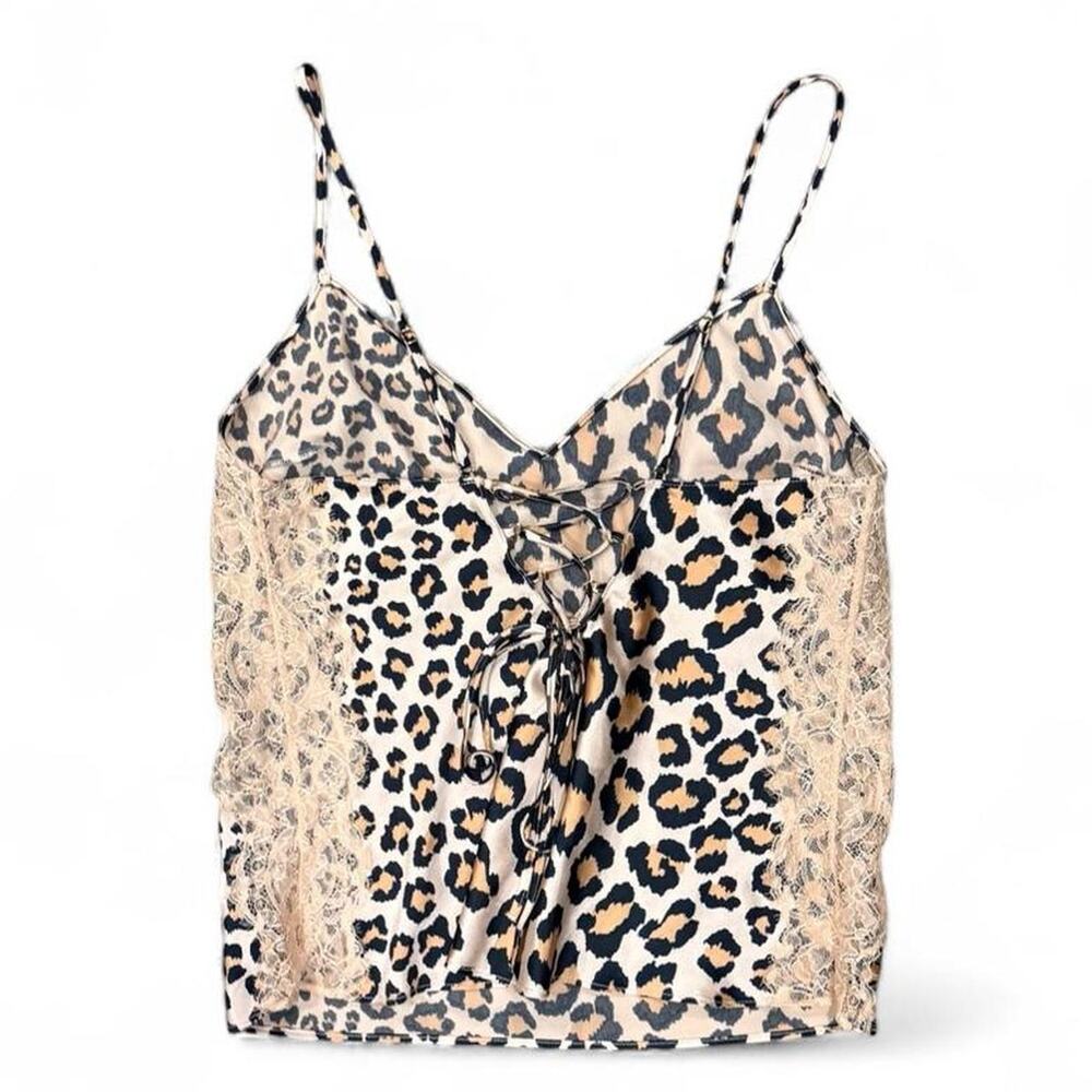 Y2k flirty fairy cheetah print Victoria's Secret satin feel corset tank size M